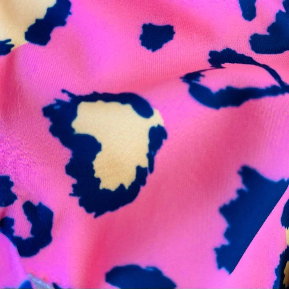 💛 Betsey Johnson Cheetah Girls Onepiece Swimsuit Pink Hearts Bow Bikini Cutout